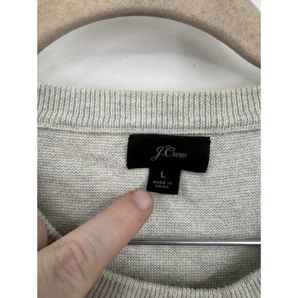J. Crew Cotton Crewneck Sweater Men’s Large Silver Knit Minimalist Preppy Casual - Picture 3 of 8
